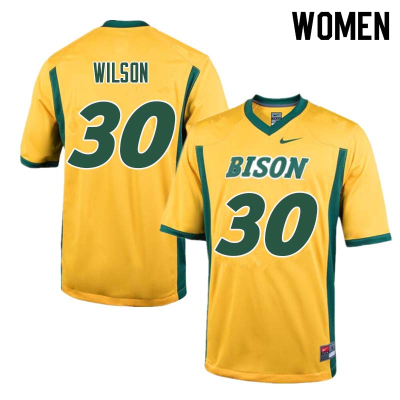 Women #30 Seth Wilson North Dakota State Bison College Football Jerseys Sale-Yellow - Click Image to Close
